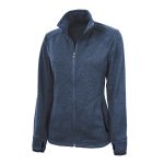 women blue charles river heathered fleece jacket front view