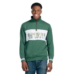 holloway all american pullover quarter zip green with personalized logo LA UNIV. front view