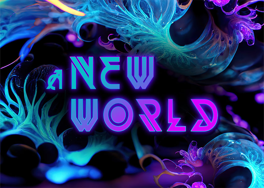 A New World title card with alien sea creatures