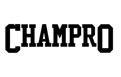 the word champro in black showing a high bookend font layout