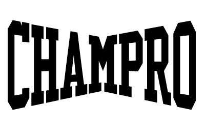 the word champro in black showing a bowtie font layout