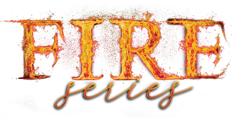 john fannin FIRE series in a flame font.