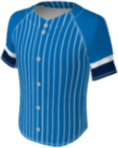 JBS23 jersey design option 1 – blue with vertical stripes and black and white stripes on the sleeve