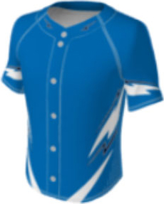 JBS23 jersey design option 3 – blue with white lightning bolts on the sides and sleeves
