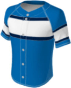 JBS23 jersey design option 0006 – blue with turquoise accents and white and navy stripes on the chest and sleeves.