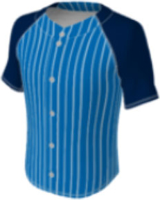 JBS23 jersey design 0014 – blue with a white pin stripes, navy raglan sleeves.