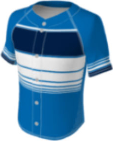 JBS23 jersey design 0254 – blue with a white navy stripe on chest with white and turquoise stripe accents on body and sleeves.