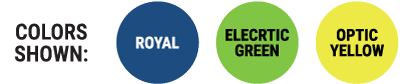 colors show: royal, electric green, optic yellow