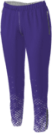 purple jflj10 custom pants option 0137 with a teal grunge design at the hem