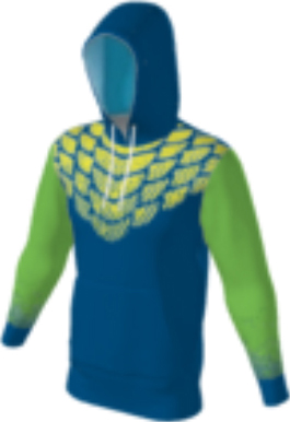 blue JFLH6 custom hoodie design 0103 with scale-pattern chest graphic and lime sleeves