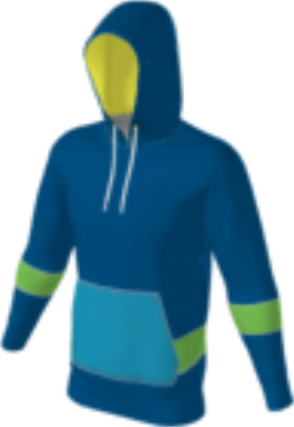 blue JFLH6 custom hoodie design 0226 with sleeve stripes, aqua pocket panel, and contrast hem