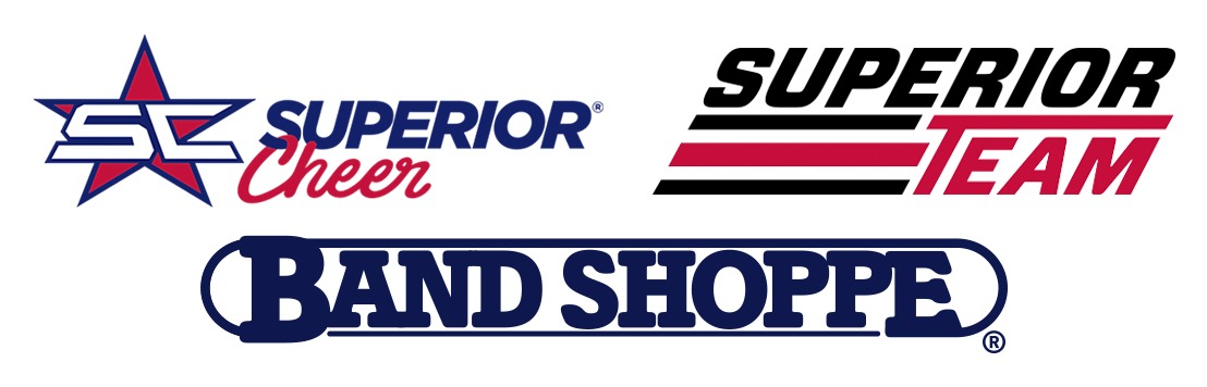 superior cheer, superior team, and band shoppe logos